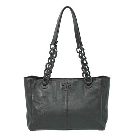 本物 シャネル CHANEL ココマーク ショルダーバッグ トートバッグ レザー ブラック Coco Mark バッグ 中古・