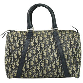 本物 クリスチャン ディオール Christian Dior トロッター ミニ ボストンバッグ ハンドバッグ キャンバス ネイビー Trotter バッグ 中古・