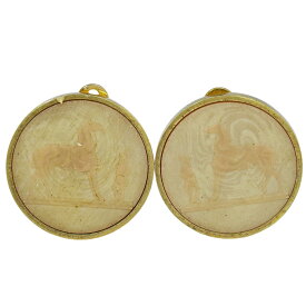 本物 エルメス HERMES コロゾ イヤリング GP ゴールド メッキ ベージュ アクセサリー ジュエリー 中古・