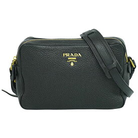 本物 プラダ PRADA レザー ショルダーバッグ ポシェット ブラック バッグ 中古・