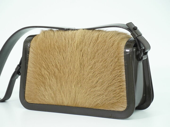 楽天市場】本物 セリーヌ CELINE ファー レザー ショルダーバッグ 