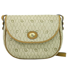 本物 クリスチャン ディオール Christian Dior ハニカム柄 ショルダーバッグ ポシェット PVC ベージュ バッグ 中古・