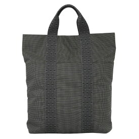 本物 エルメス HERMES エールライン カバス トートバッグ ハンドバッグ キャンバス グレー Her Line Cabas バッグ 中古・