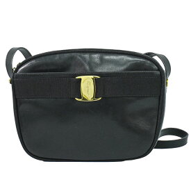本物 サルヴァトーレ フェラガモ Salvatore Ferragamo ヴァラ ショルダーバッグ ポシェット レザー ブラック Vara バッグ 中古・