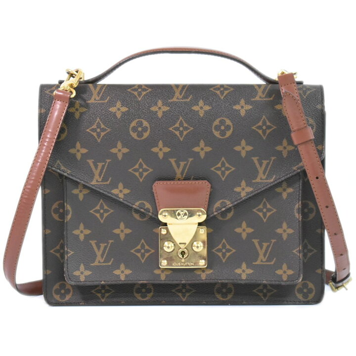 本物 ルイヴィトン LOUIS VUITTON LV モンソー 手掛け モノグラム 2WAY 