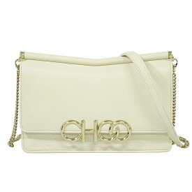 本物 ジミーチュウ JIMMY CHOO シドニー チェーン ショルダーバッグ ポシェット レザー アイボリー Sidney バッグ 中古・