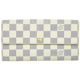 本物 ルイヴィトン LOUIS VUITTON LV ポルトフォイユサラ ダミエ アズール 長財布 ロングウォレット ホワイト N61735 財布 ウォレット 中古