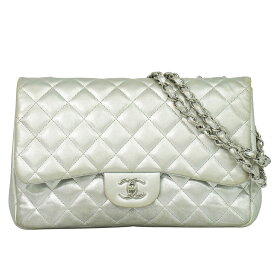 本物 シャネル CHANEL ココマーク マトラッセ シングルフラップ チェーン ショルダーバッグ ポシェット レザー シルバー バッグ 中古・