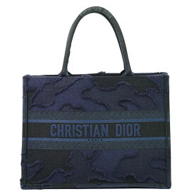 本物 クリスチャン ディオール Christian Dio ブックトート ミディアム トートバッグ ハンドバッグ キャンバス ネイビー バッグ 中古・