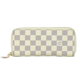 本物 ルイヴィトン LOUIS VUITTON LV ポルトフォイユ クレマンス ダミエ アズール 長財布 ホワイト グレー N61264 ビトン 財布 ウォレット 中古・