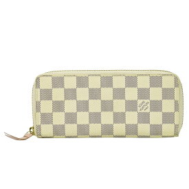 本物 ルイヴィトン LOUIS VUITTON LV ポルトフォイユ クレマンス ダミエ アズール 長財布 ホワイト グレー N61264 ビトン 財布 ウォレット 中古・