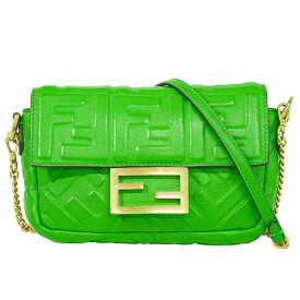 本物 フェンディ FENDI バケット ズッカ 2WAY ショルダーバッグ ハンドバッグ レザー グリーン 8BS017 バッグ 中古・