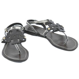 本物 トリー バーチ TORY BURCH パイソン柄 トングサンダル サンダル 7M レザー ブラウン レディース 靴 シューズ 中古・