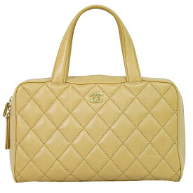 本物 シャネル CHANEL ワイルドステッチ ココマーク ハンドバッグ レザー ベージュ Wild Stitch バッグ 中古・