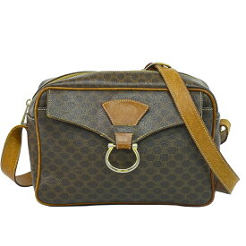 本物 セリーヌ CELINE マカダム ショルダーバッグ ポシェット PVC ブラウン Macadam バッグ 中古・