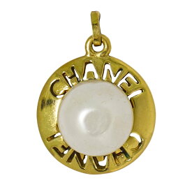 本物 シャネル CHANEL ココマーク フェイクパール ペンダントトップ ペントップ GP ゴールド メッキ ホワイト アクセサリー ジュエリー 中古・