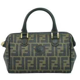 本物 フェンディ FENDI ズッカ ミニ ボストンバッグ ハンドバッグ PVC ブラウン Zucca バッグ 中古・