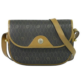 本物 クリスチャン ディオール Christian Dior ハニカム柄 ショルダーバッグ ポシェット PVC ブラック ブラウン バッグ 中古・
