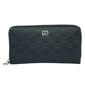 本物 グッチ GUCCI ドリアン グッチシマ レザー ラウンドファスナー 長財布 ロングウォレット ネイビー 473928 財布 ウォレット 中古・