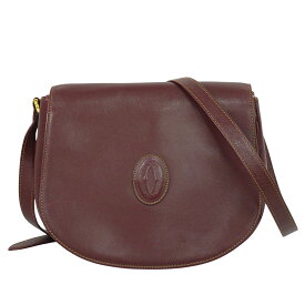 本物 カルティエ Cartier マストライン ショルダーバッグ ポシェット レザー ボルドー Must Line バッグ 中古・