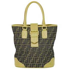 本物 フェンディ FENDI ズッカ バケツ トートバッグ ハンドバッグ キャンバス ブラウン 8BH091 Zucca バッグ 中古・