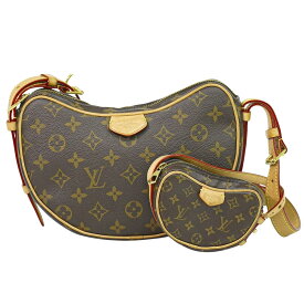 本物 ルイヴィトン LOUIS VUITTON LV クロワッサン モノグラム ショルダーバッグ ポシェット ブラウン M46828 Croissant ビトン バッグ 中古・