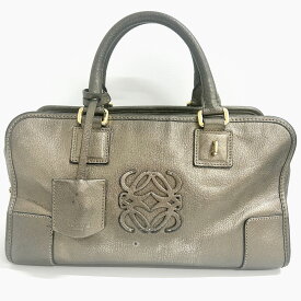 本物 ロエベ LOEWE アマソナ 28 アナグラム ハンドバッグ ミニ ボストンバッグ レザー ブロンズ Amazona バッグ 中古・