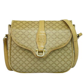本物 セリーヌ CELINE マカダム ショルダーバッグ ポシェット PVC ベージュ Macadam バッグ 中古・