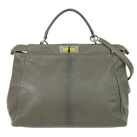 本物 フェンディ FENDI ピーカブー 2WAY ショルダーバッグ ハンドバッグ レザー グレー系 8BN210 Peekaboo バッグ 中古・