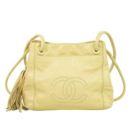 本物 シャネル CHANEL ココマーク タッセル ショルダーバッグ レザー ベージュ Coco Mark バッグ 中古・