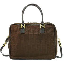 本物 フェンディ FENDI ズッカ 2WAY ショルダーバッグ ハンドバッグ ポシェット ナイロン ブラウン Zucca バッグ 中古・