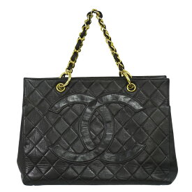 本物 シャネル CHANEL マトラッセ ココマーク チェーン トートバッグ ハンドバッグ ラムスキン レザー ブラック Matelasse バッグ 中古・