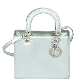 本物 クリスチャン ディオール Christian Dior レディディオール 2WAY ショルダーバッグ ハンドバッグ レザー シルバー バッグ 中古・