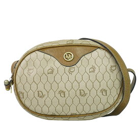本物 クリスチャン ディオール Christian Dior ハニカム柄 ショルダーバッグ ポシェット PVC ベージュ バッグ 中古・