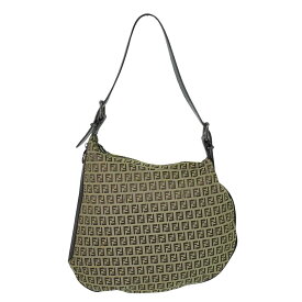 本物 フェンディ FENDI ズッキーノ ショルダーバッグ キャンバス ベージュ ブラウン 8BR129 Zucchino バッグ 中古・