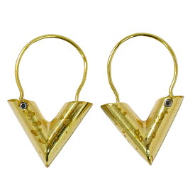 本物 ルイヴィトン LOUIS VUITTON LV エセンシャル V フープ ピアス GP ゴールド メッキ M61088 ビトン アクセサリー ジュエリー 中古・