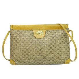 本物 グッチ GUCCI オールドグッチ マイクロGG ショルダーバッグ ポシェット PVC ブラウン バッグ 中古・