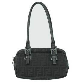 本物 フェンディ FENDI ズッカ ショルダーバッグ ハンドバッグ キャンバス ブラック 8BN004 バッグ 中古・
