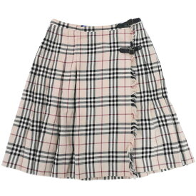 本物 バーバリー BURBERRY ノバチェック チェック プリーツ スカート ボトムス 36 毛 ブラウン マルチカラー 衣類 洋服 中古・