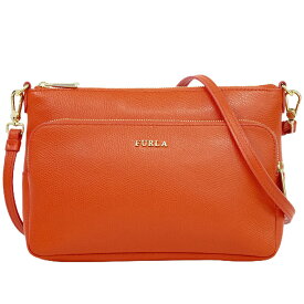 本物 フルラ FURLA レザー ショルダーバッグ ポシェット オレンジ バッグ 中古