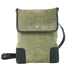 本物 ロエベ LOEWE アナグラム ショルダーバッグ ポシェット スエード レザー カーキ Anagram バッグ 中古・