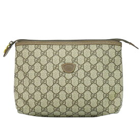 本物 グッチ GUCCI GGスプリーム ポーチ 小物入れ クラッチバッグ ベージュ 雑貨 小物 中古・