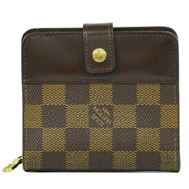 本物 ルイヴィトン LOUIS VUITTON LV コンパクト ジップ ダミエ エベヌ 折財布 ブラウン N61668 ビトン 財布 ウォレット 中古・