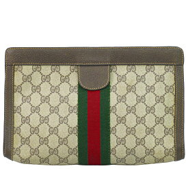 本物 グッチ GUCCI オールドグッチ シェリーライン GGスプリーム クラッチバッグ セカンドバッグ ベージュ Sherry Line バッグ 中古・