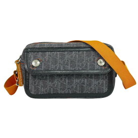 本物 クリスチャン ディオール Christian Dior フライトライン トロッター ショルダーバッグ デニム ネイビー オレンジ バッグ 中古・