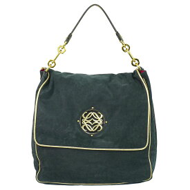 本物 ロエベ LOEWE マイア アナグラム ショルダーバッグ スエード レザー ブラック Maia バッグ 中古・