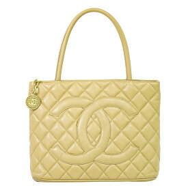 本物 シャネル CHANEL ココマーク 復刻 トートバッグ ハンドバッグ キャビアスキン レザー ベージュ Coco Mark バッグ 中古・