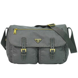 本物 プラダ PRADA ナイロン ショルダーバッグ メッセンジャーバッグ ポシェット グレー バッグ 中古・