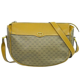 本物 グッチ GUCCI マイクロGG ショルダーバッグ ポシェット PVC ベージュ ブラウン バッグ 中古・