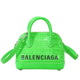 本物 バレンシアガ BALENCIAGA ヴィル XXS 2WAY ショルダーバッグ ハンドバッグ クロコダイル型押し レザー グリーン 550646 バッグ 中古・